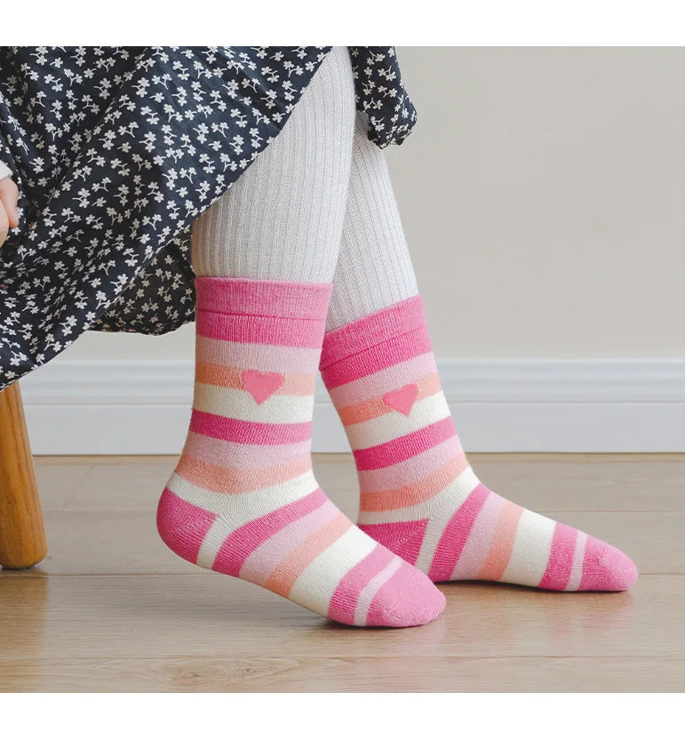 Baby Girls Cotton Socks 5 Pairs Pink Sweet Love Pattern