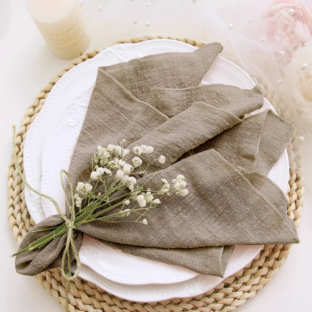 10pcs 30x30cm Cotton Cloth Napkins Gauze Fabric Pink for Wedding Party Birthday Dinner Tea Towel Table Village Christmas Napkin