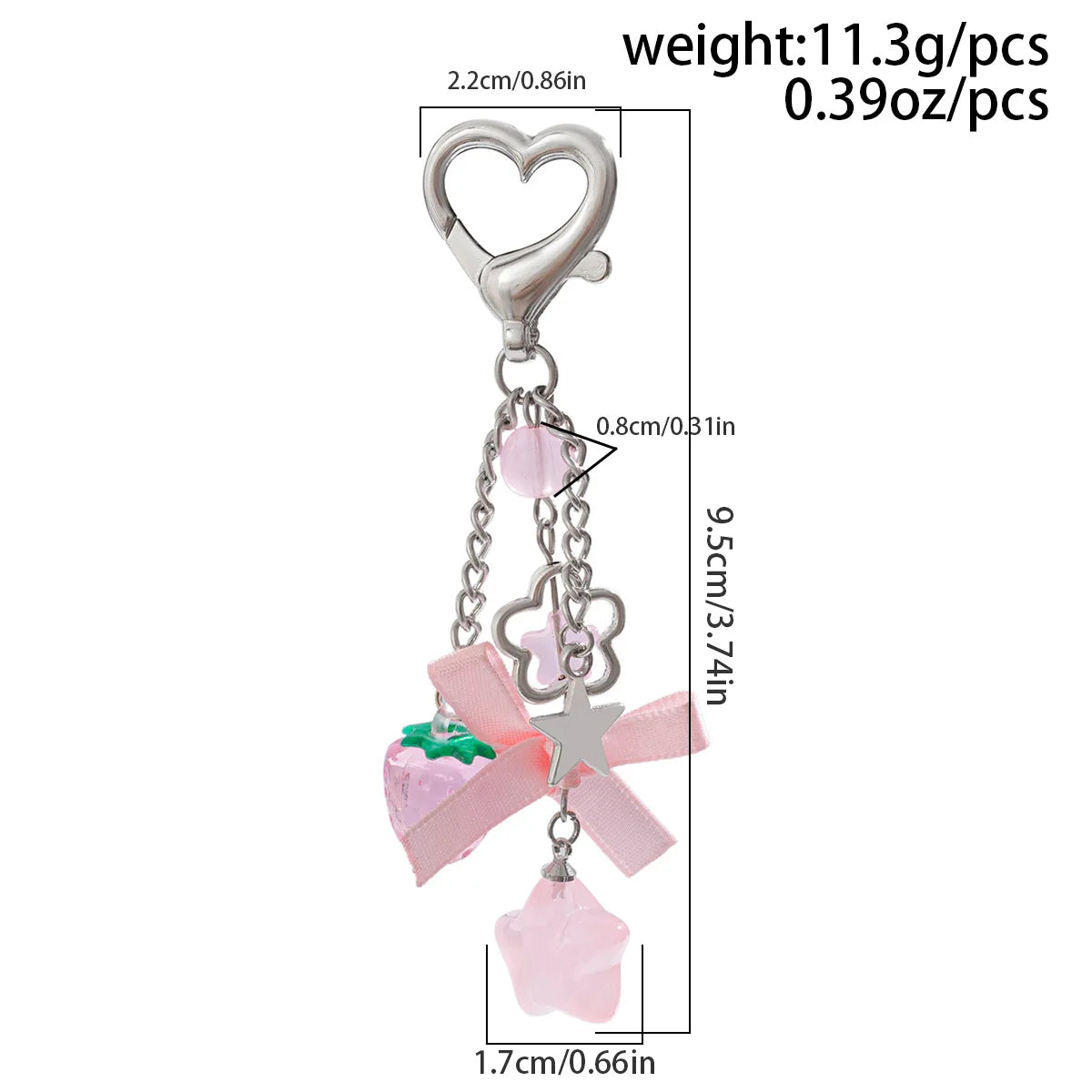 Y2K Fashion Flower Star Love Bow Strawberry Pendant Acrylic Keychain