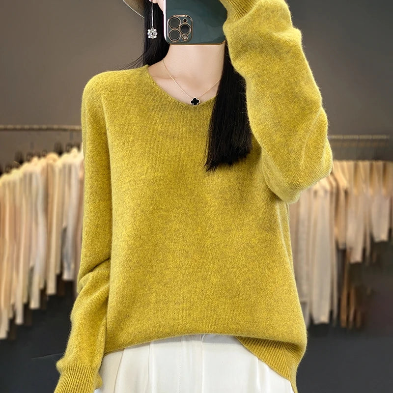 New Women's V-neck First-line Ready-To-Wear Sweater Long Sleeve