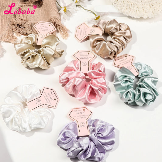 6 Pcs Pink Satin Bridesmaid Scrunchies Bachelorette Hair Ties
