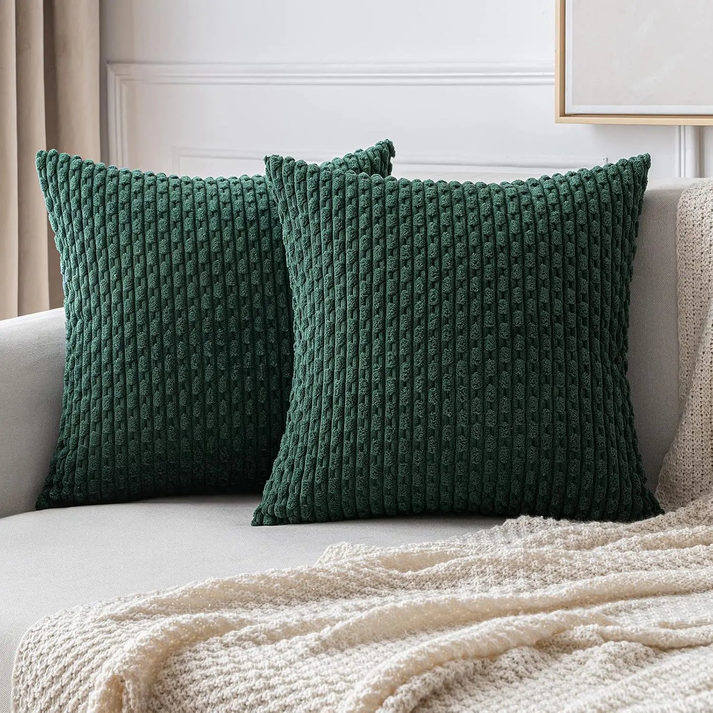 Fall Decorative Throw Pillow Covers Soft Corduroy Boho Striped Pillow Covers Pillowcases Farmhouse Home Decor for Couch Bed Sofa