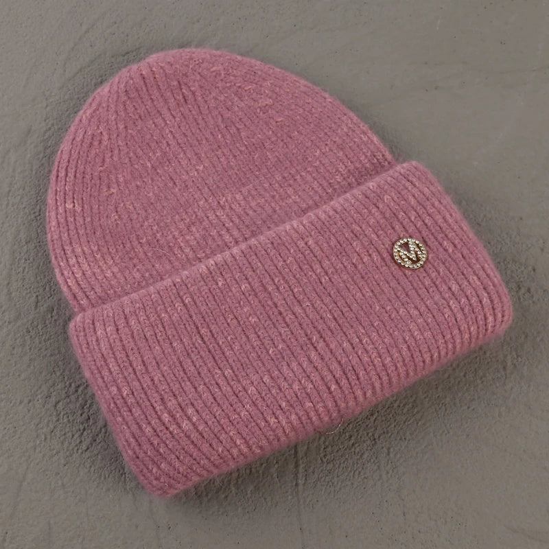 Winter Angola Rabbit Fur Knitted Beanies