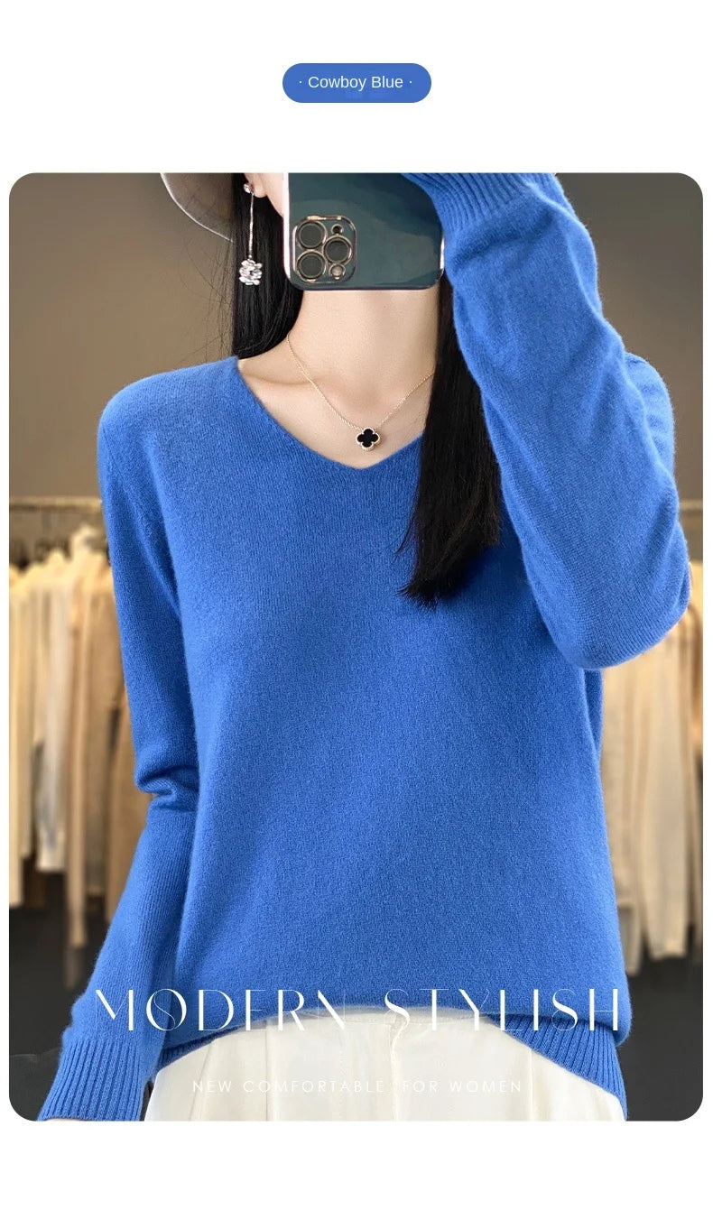 New Women's V-neck First-line Ready-To-Wear Sweater Long Sleeve