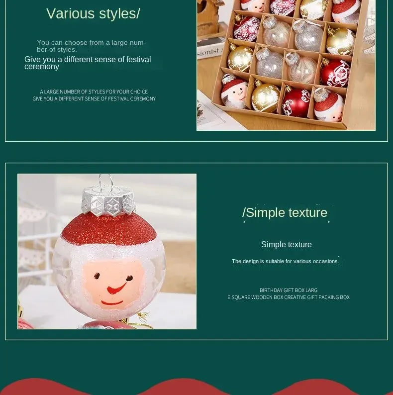 16pcs Christmas Ball Christmas Tree Decoration Ornaments for Home Decor Halloween New Year Navidad Pendant Ball Accessories