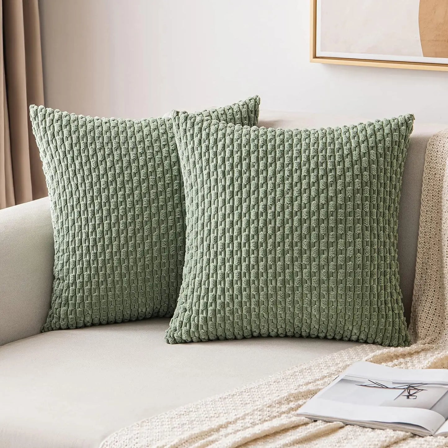 Fall Decorative Throw Pillow Covers Soft Corduroy Boho Striped Pillow Covers Pillowcases Farmhouse Home Decor for Couch Bed Sofa