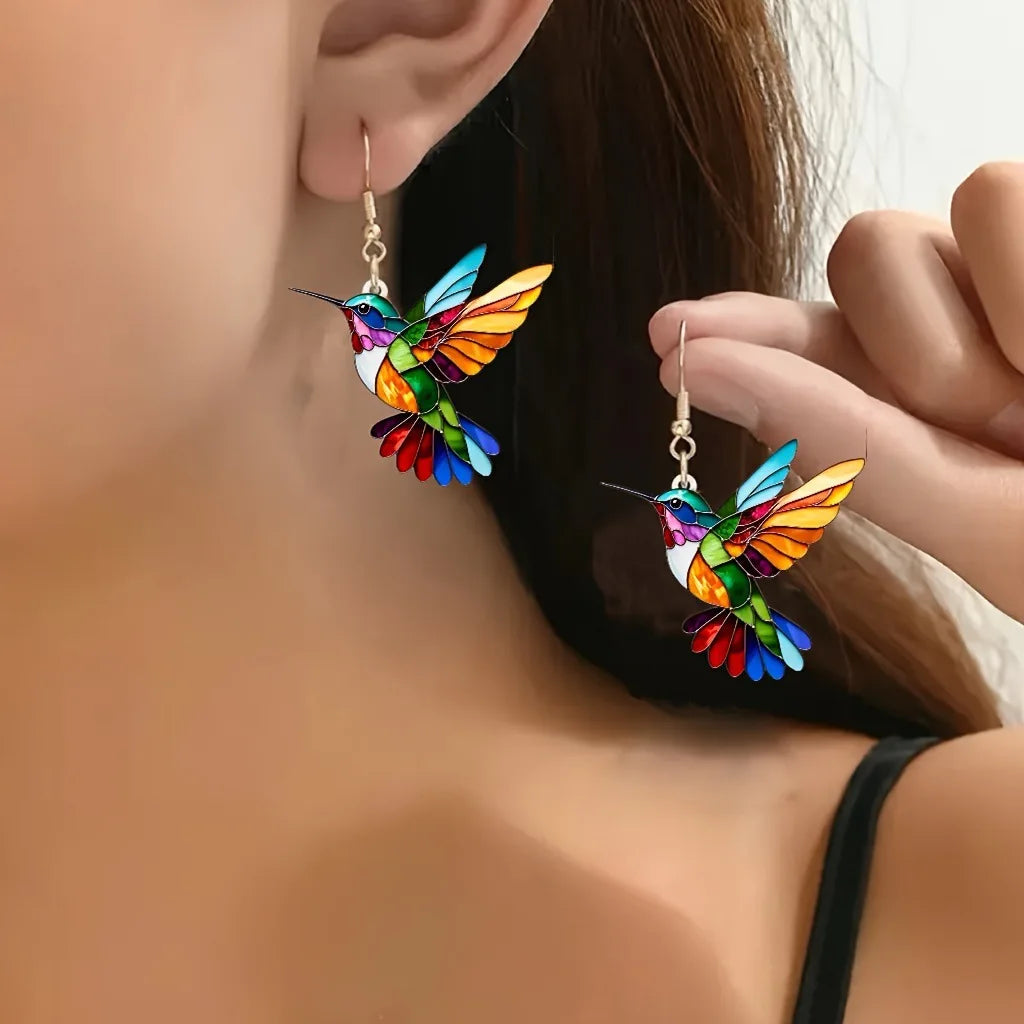 Colorful Hummingbird Stud Earrings