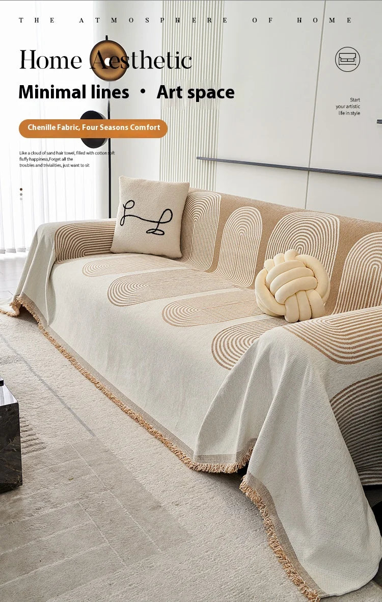 Nordic Chenille Sofa Cover Tassel Lace Blanket Cover For Sofa Full Cover L Shape Cover Sofa 3 Pcs 2 Seater
