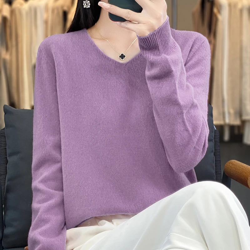 New Women's V-neck First-line Ready-To-Wear Sweater Long Sleeve