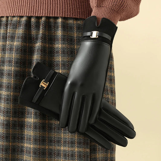 1 Pair of Gloves for Women in Winter Fleece-Lined