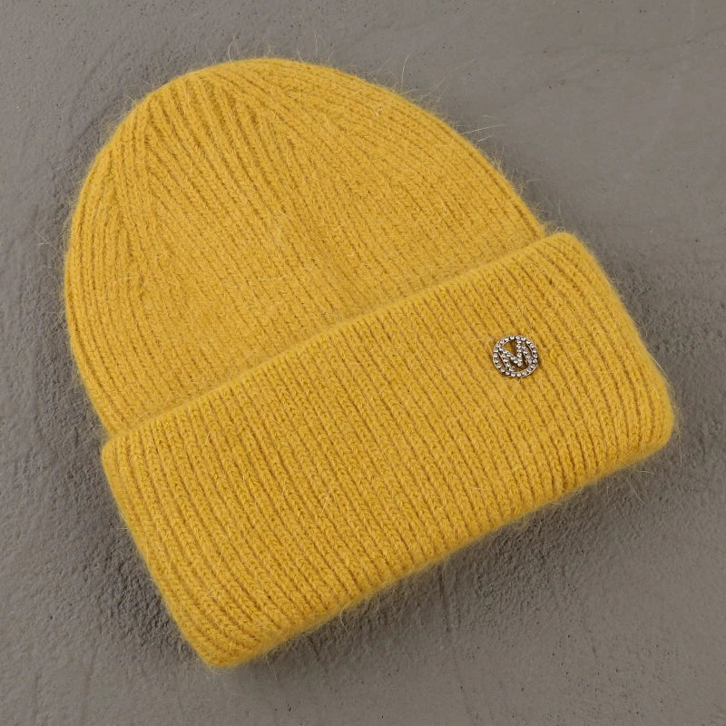 Winter Angola Rabbit Fur Knitted Beanies