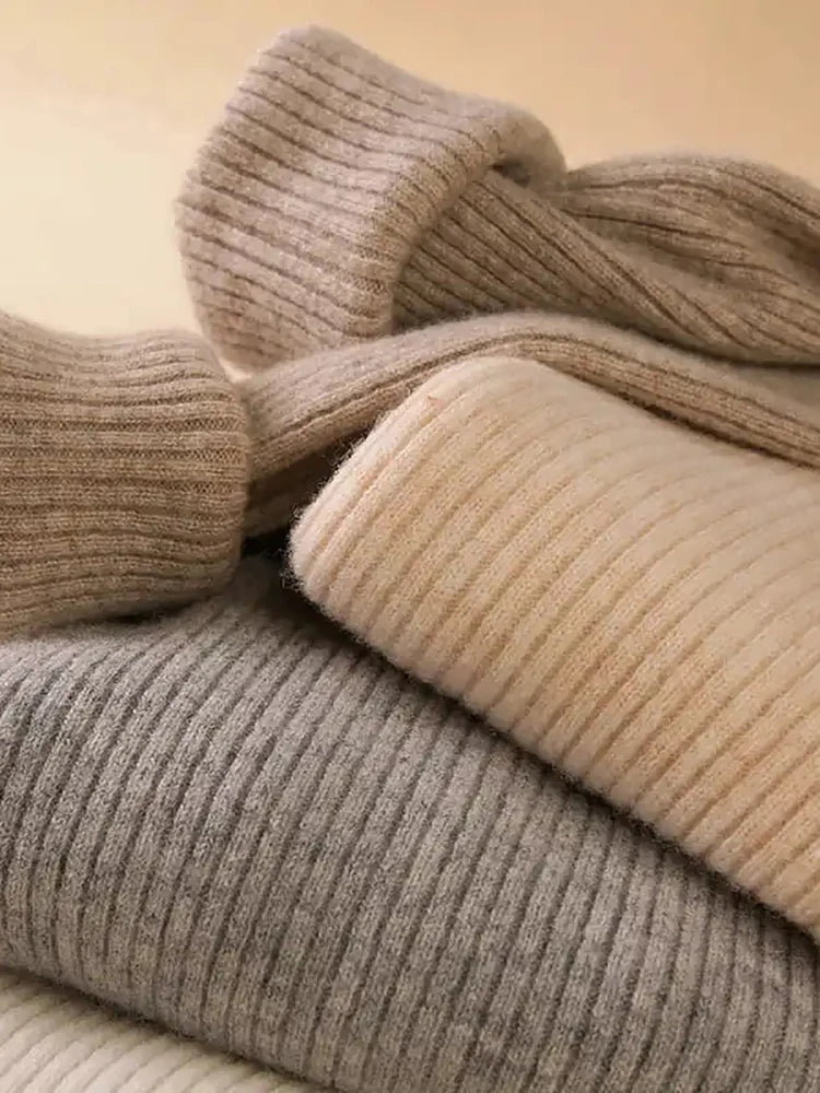 Heliar Women Fall Turtleneck Sweater Knitted Soft Pullovers Cashmere