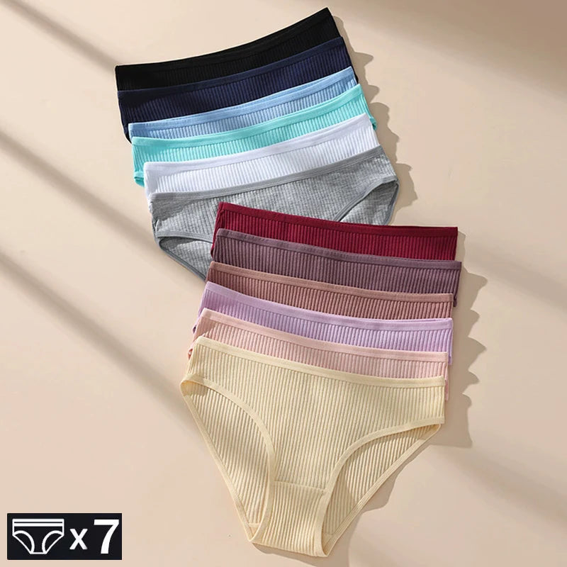 7Pcs Women's Panties Striped Briefs