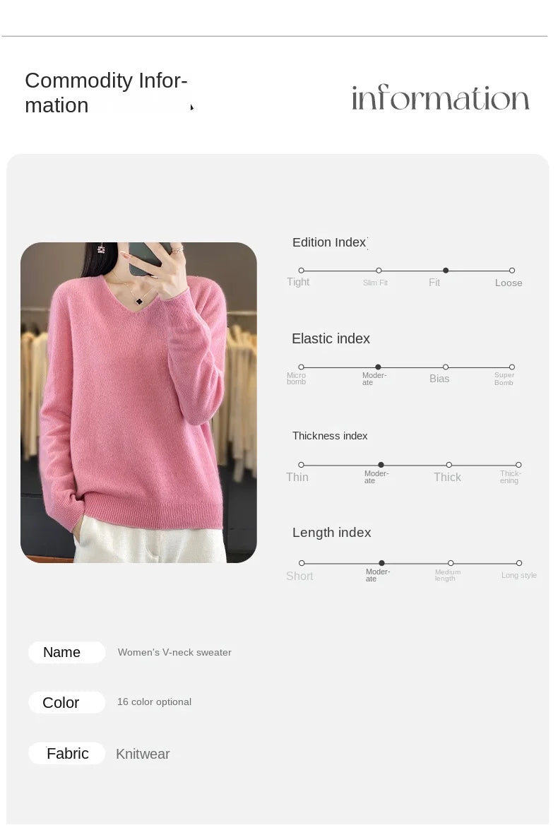 New Women's V-neck First-line Ready-To-Wear Sweater Long Sleeve