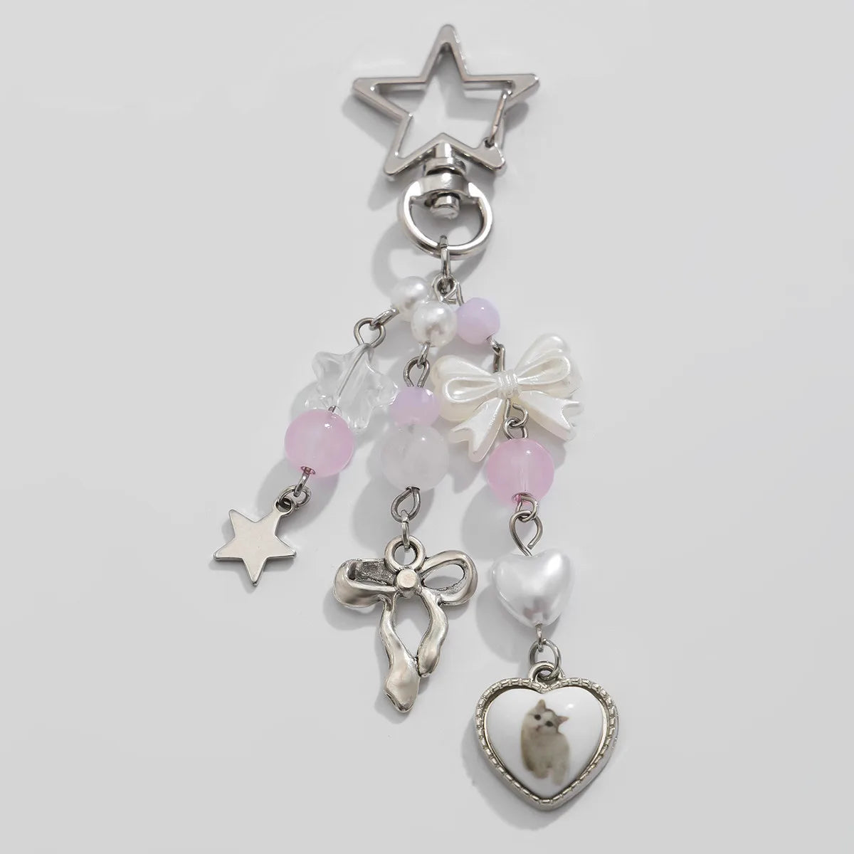 Y2K Fashion Flower Star Love Bow Strawberry Pendant Acrylic Keychain