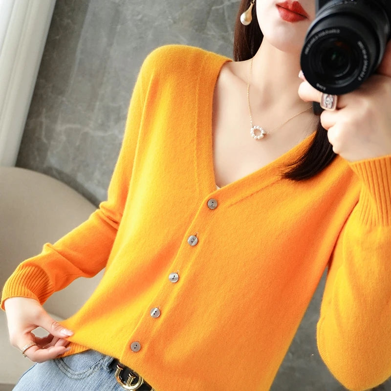 V-Neck Temperament Small Fragrant Wind Loose Sweater Sweater