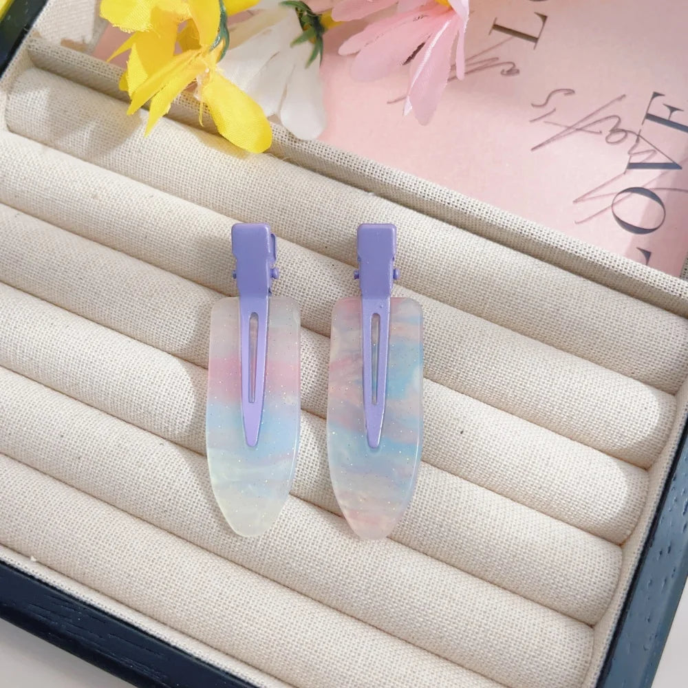 2pcs/set No Bend Hair Clips for Women Girls Acrylic Hair Styling No Crease Curl Small Pin Bang Seamless Barrettes Accessories