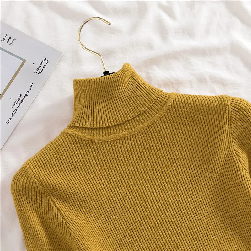 Heliar Women Fall Turtleneck Sweater Knitted Soft Pullovers Cashmere