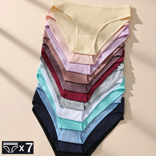 7Pcs Women's Panties Striped Briefs