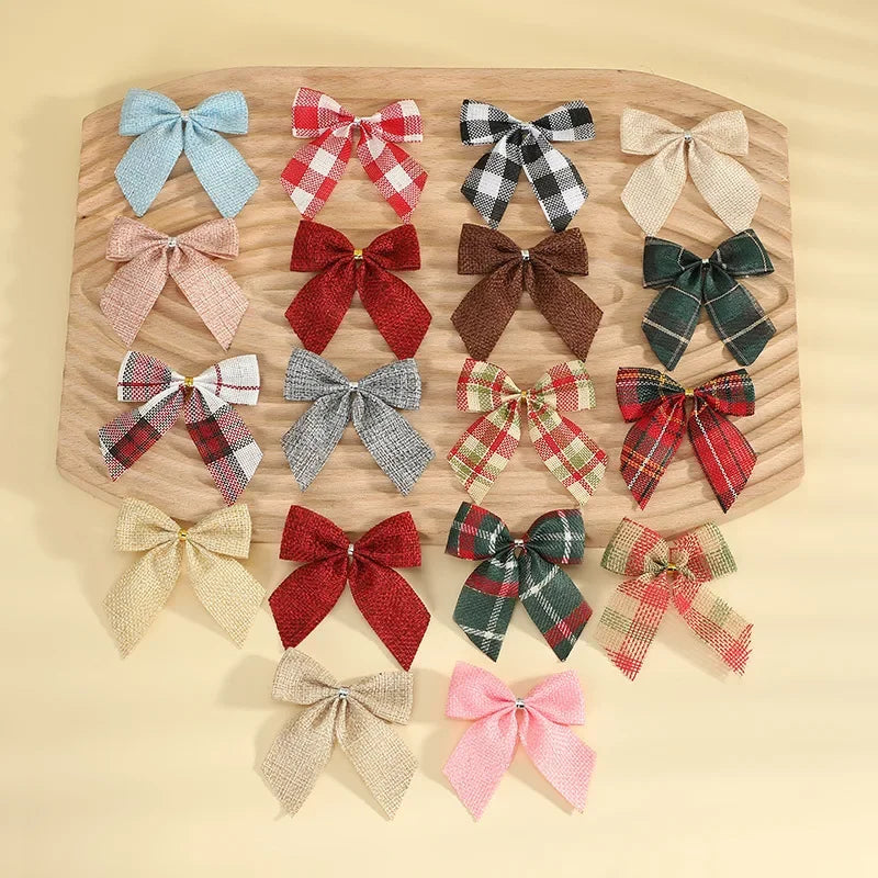 24/5pcs Christmas Bows Christmas Ornaments Gold Red Bows Christmas Tree Ornaments 2025 New Year Decorations Mini Bows Gift Wrap