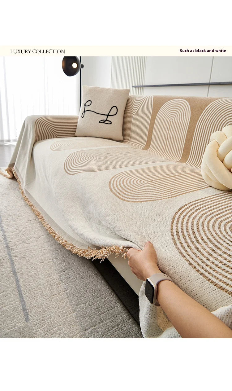 Nordic Chenille Sofa Cover Tassel Lace Blanket Cover For Sofa Full Cover L Shape Cover Sofa 3 Pcs 2 Seater