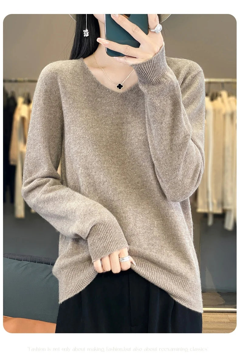 New Women's V-neck First-line Ready-To-Wear Sweater Long Sleeve