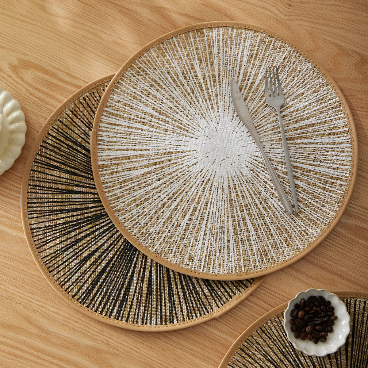 2/4/6/8pcs Round Burlap Macrame Placemats