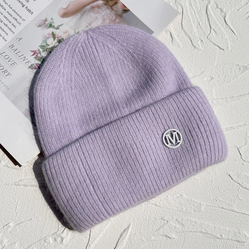 Winter Angola Rabbit Fur Knitted Beanies