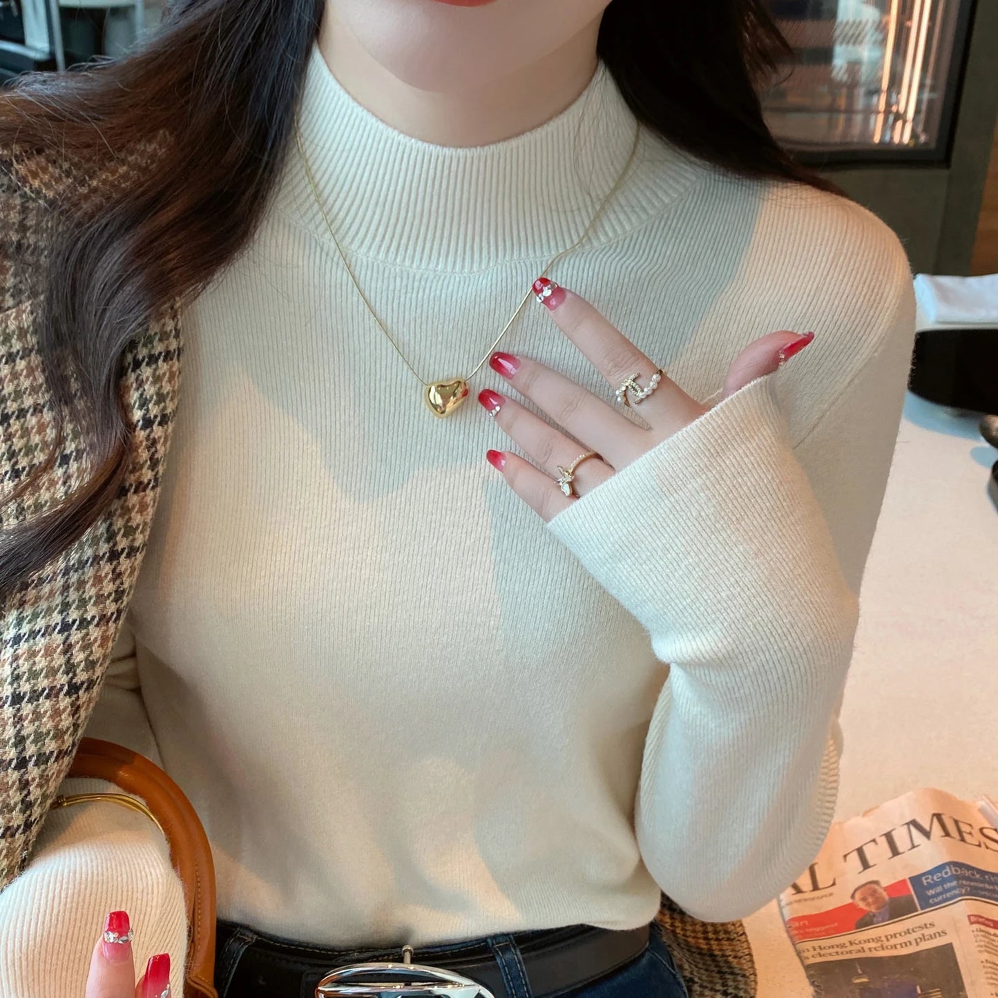 Turtleneck Sweater  Women Knitted Pullovers Long Sleeve