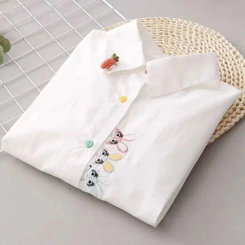 Lady Casual Long Sleeve Turn-down Collar