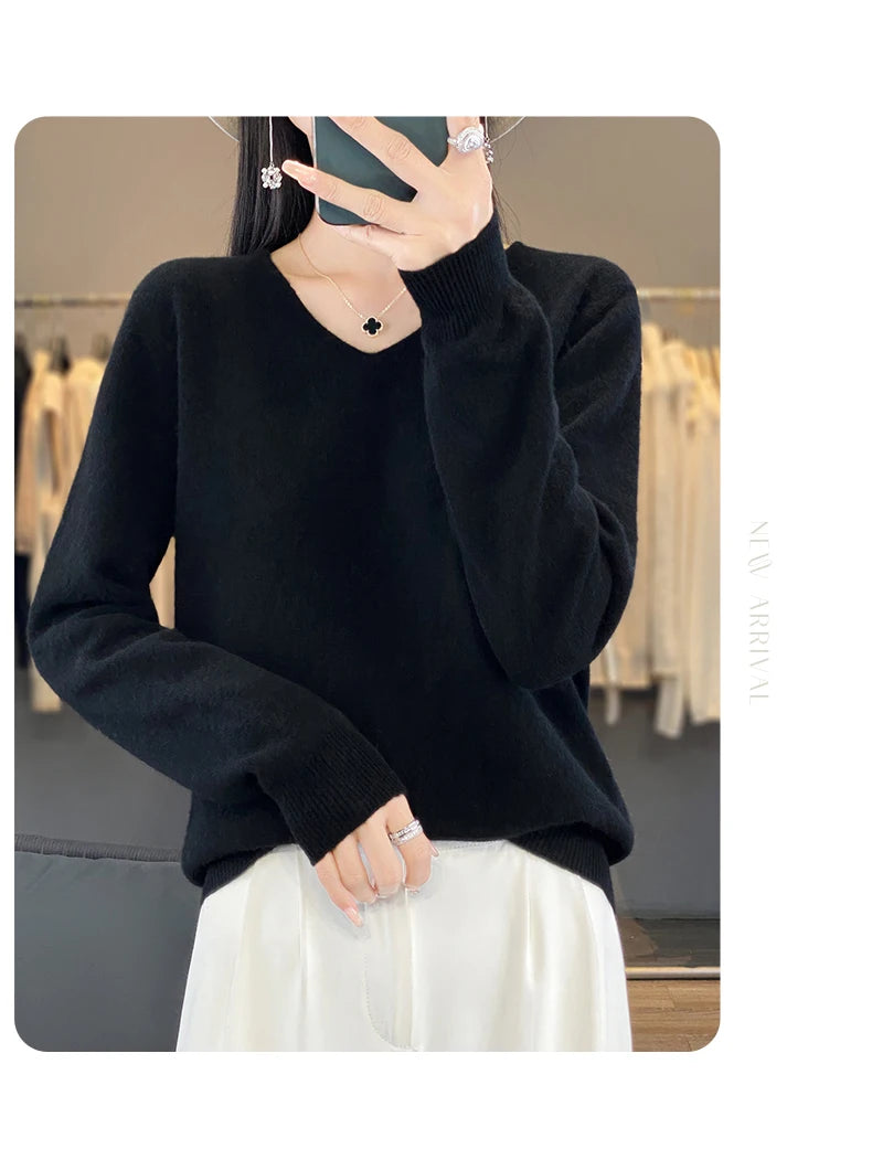 New Women's V-neck First-line Ready-To-Wear Sweater Long Sleeve