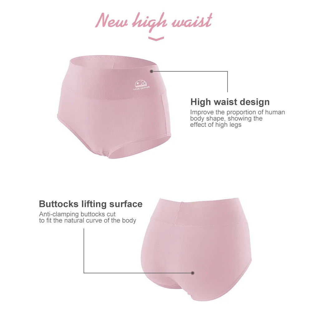 5 Pack Women's Cotton High Waisted Underwear