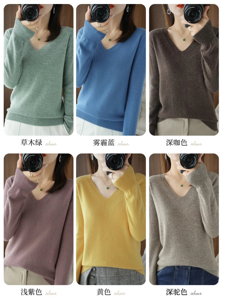 New Cashmere Women's V-neck Pullover