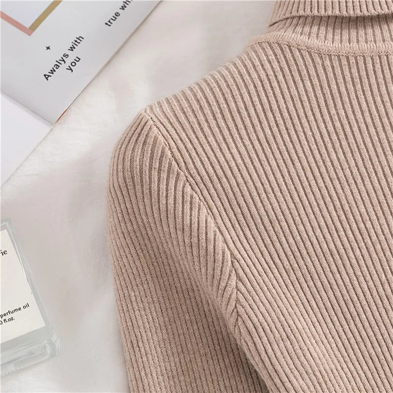 Heliar Women Fall Turtleneck Sweater Knitted Soft Pullovers Cashmere