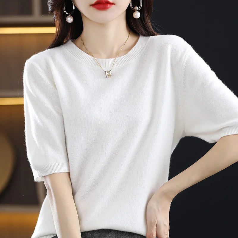 Merino Wool Short Sleeved Women's Sweater