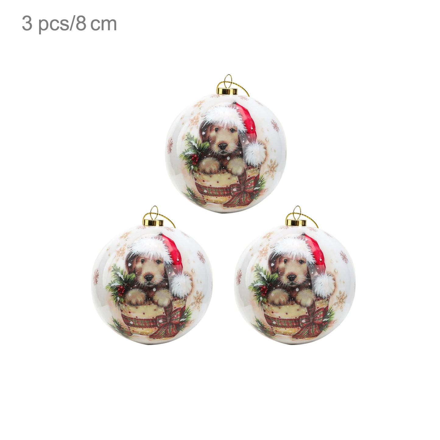3pcs 8cm Christmas Balls Original Gifts Christmas Decoration 2024 Christmas Tree Decorations Gift Decoration Pendants Baubles