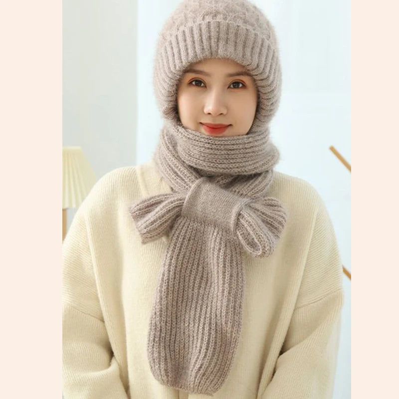 Knitted Skullies Hat Scarf Set