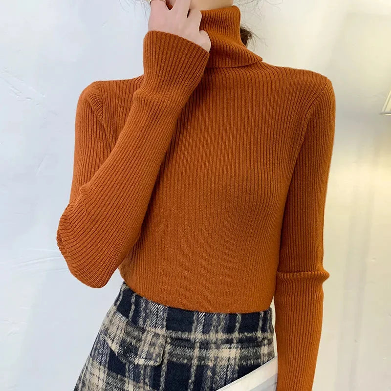 Heliar Women Fall Turtleneck Sweater Knitted Soft Pullovers Cashmere