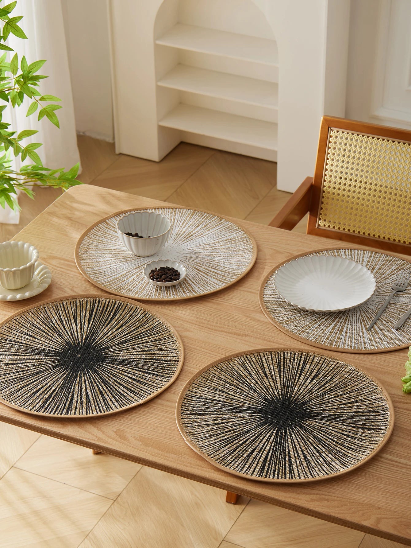 2/4/6/8pcs Round Burlap Macrame Placemats