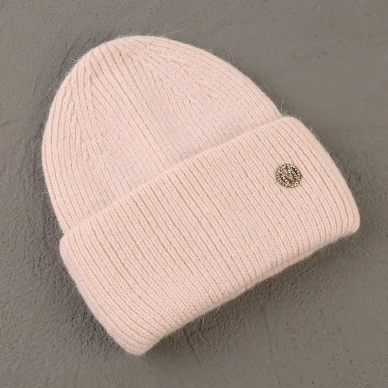 Winter Angola Rabbit Fur Knitted Beanies
