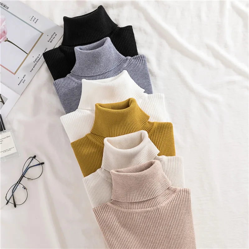 Heliar Women Fall Turtleneck Sweater Knitted Soft Pullovers Cashmere