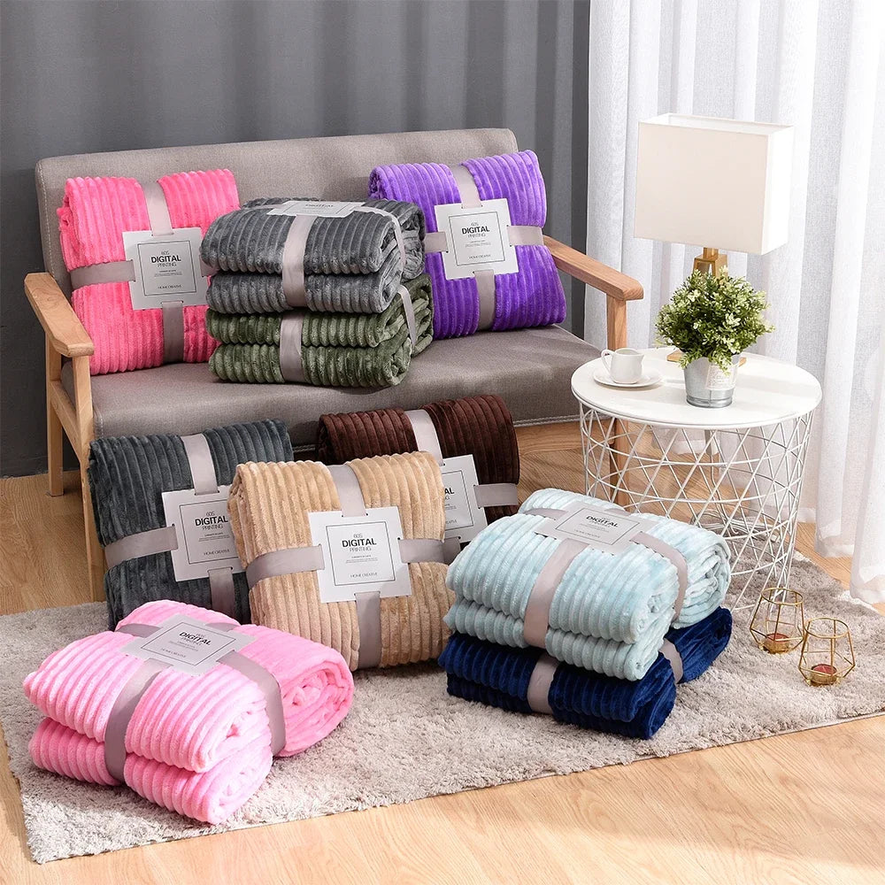 Striped Flannel Blankets For Beds Blanket