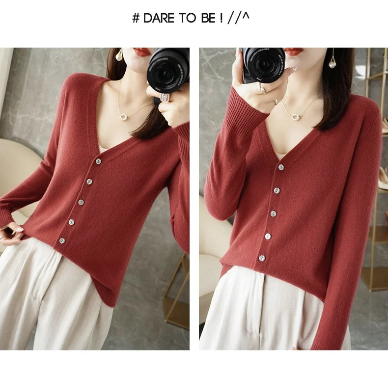 V-Neck Temperament Small Fragrant Wind Loose Sweater Sweater