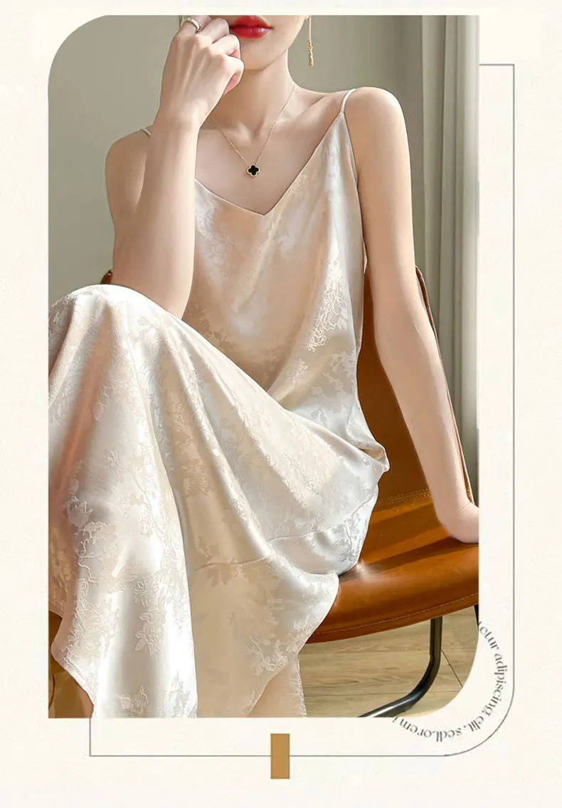 Women's thin summer essential silk material skin-friendly hundred temperament vest dress 2024 new