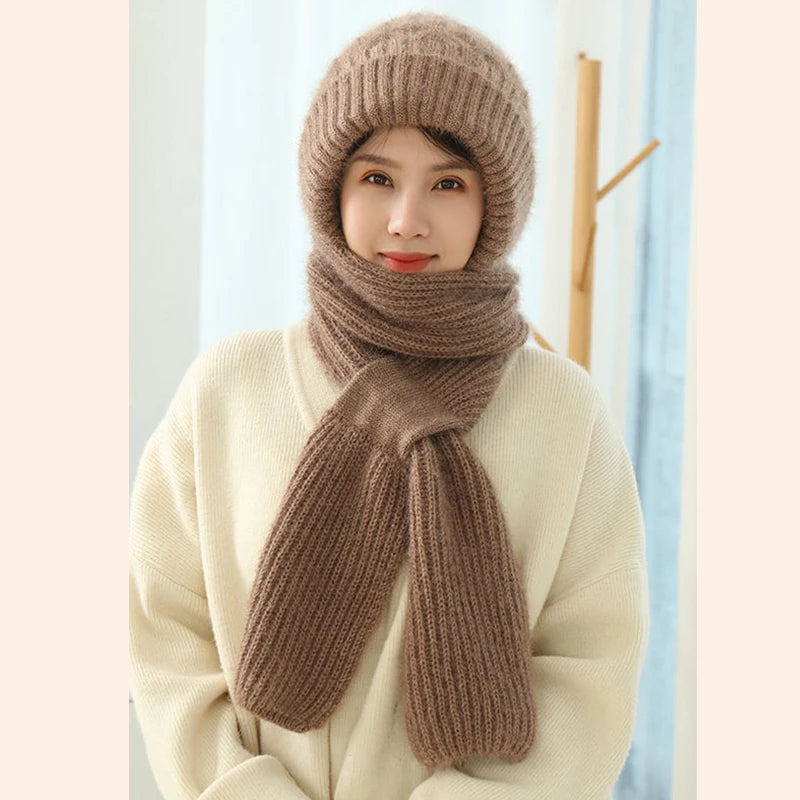 Knitted Skullies Hat Scarf Set