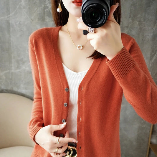 V-Neck Temperament Small Fragrant Wind Loose Sweater Sweater