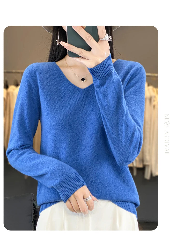 New Women's V-neck First-line Ready-To-Wear Sweater Long Sleeve