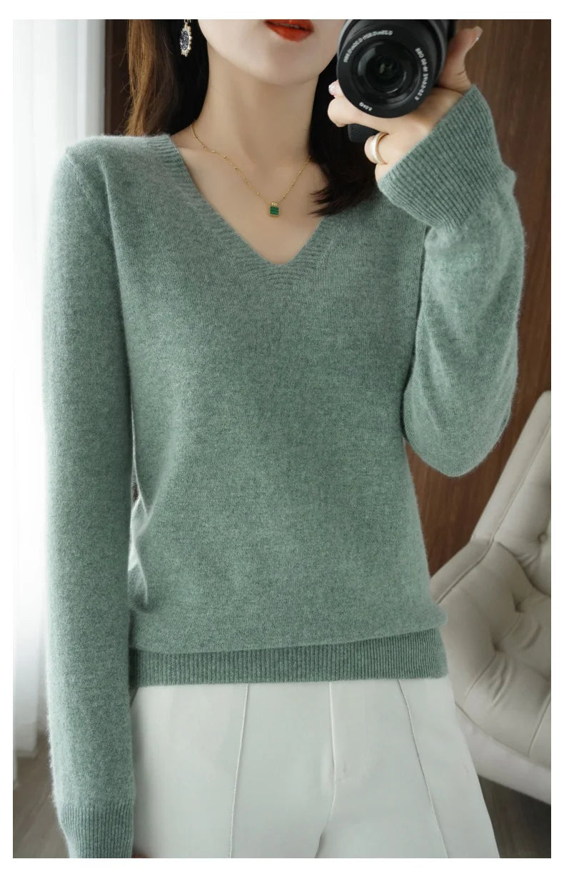 New Cashmere Women's V-neck Pullover