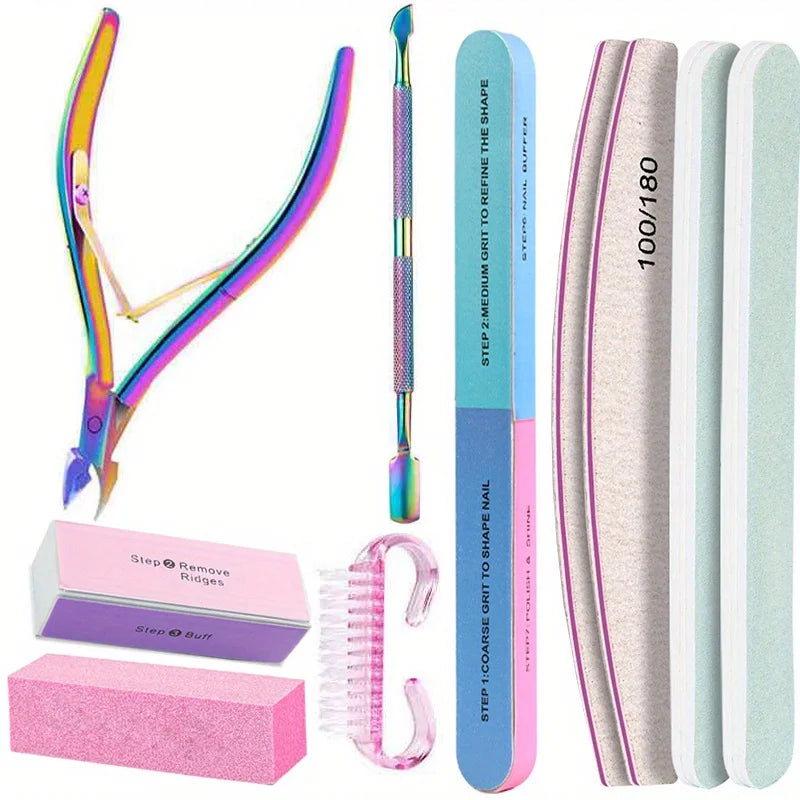 10Pcs/lot Nail Art 100/180 Grit Professional Files