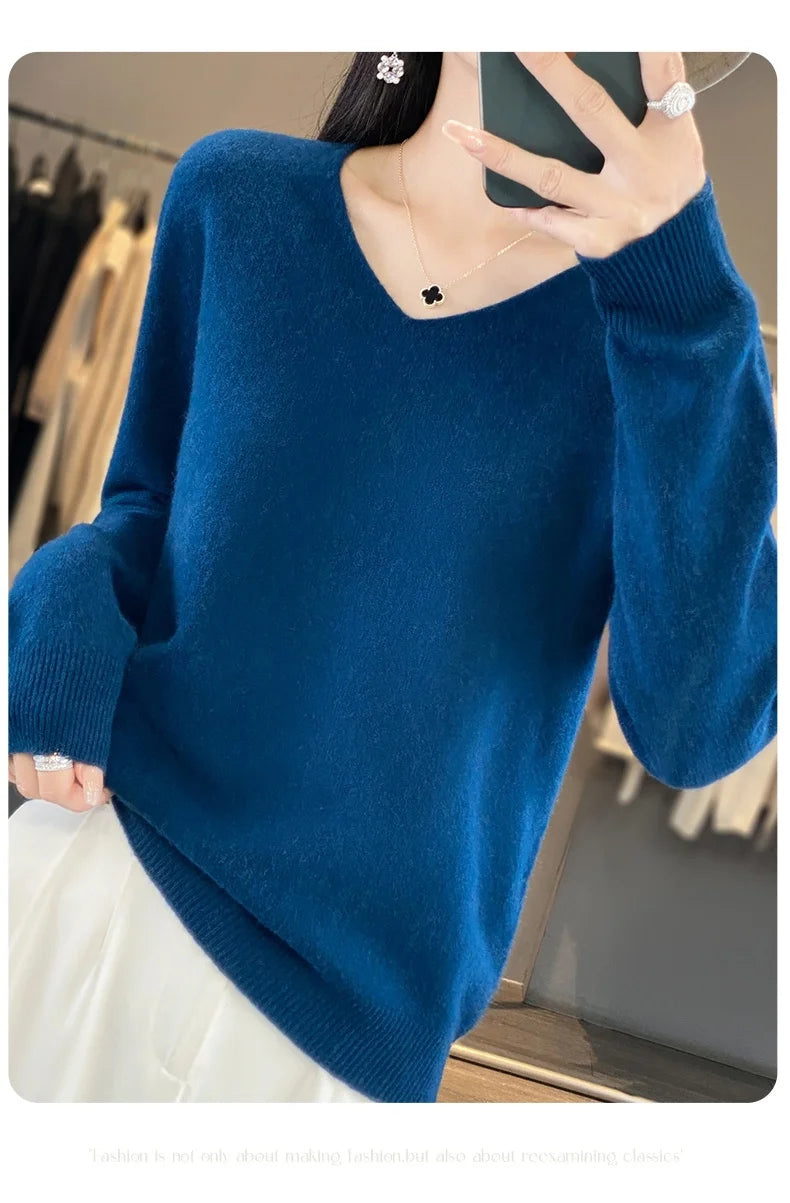 New Women's V-neck First-line Ready-To-Wear Sweater Long Sleeve